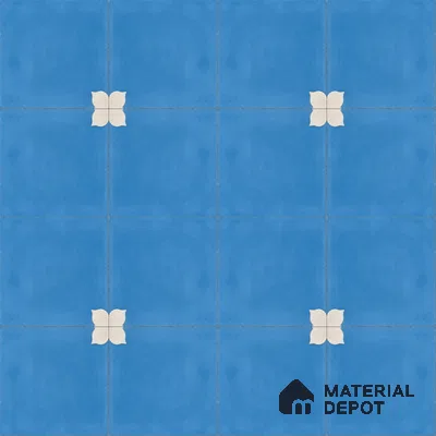 Athangudi Handmade Center Tile TL 10876 Azure Petite Bloom 10 x 10 inch Concrete Pearl Finish - 18 mm | Suitable for Indoor Flooring in Living Room, Bedroom, Dining Area & Foyer