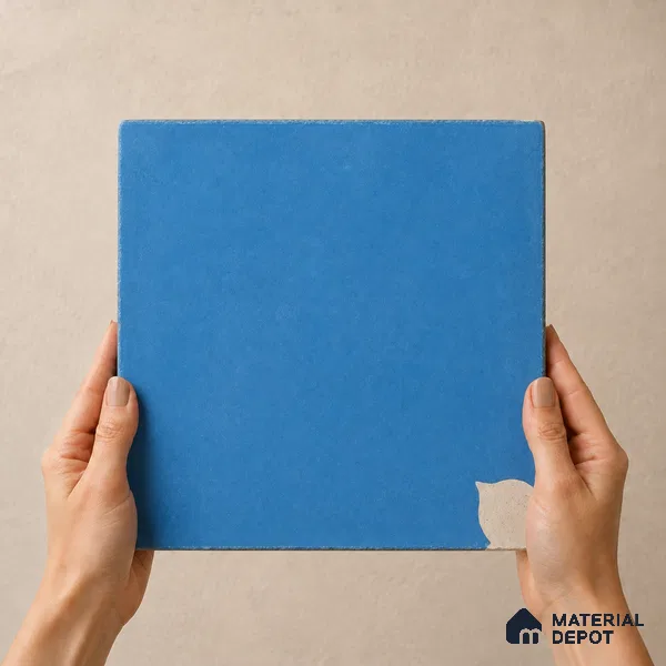 Athangudi Handmade Center Tile TL 10876 Azure Petite Bloom 10 x 10 inch Concrete Pearl Finish - 18 mm | Suitable for Indoor Flooring in Living Room, Bedroom, Dining Area & Foyer