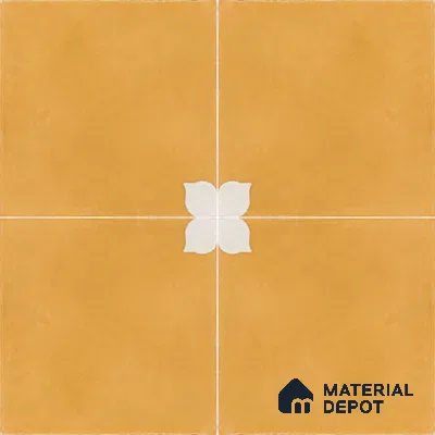Athangudi Handmade Center Tile TL 10876 B Amber Petite Bloom 10 x 10 inch Concrete Pearl Finish - 18 mm | Suitable for Indoor Flooring in Living Room, Bedroom, Dining Area & Foyer