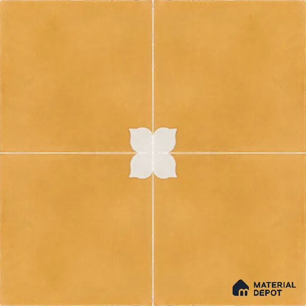 Athangudi Handmade Center Tile TL 10876 B Amber Petite Bloom 10 x 10 inch Concrete Pearl Finish - 18 mm | Suitable for Indoor Flooring in Living Room, Bedroom, Dining Area & Foyer