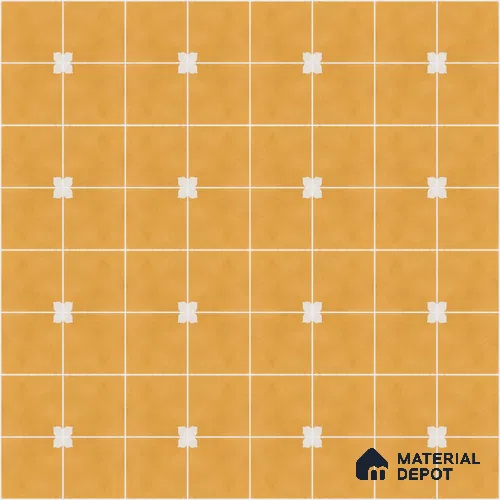 Athangudi Handmade Center Tile TL 10876 B Amber Petite Bloom 10 x 10 inch Concrete Pearl Finish - 18 mm | Suitable for Indoor Flooring in Living Room, Bedroom, Dining Area & Foyer