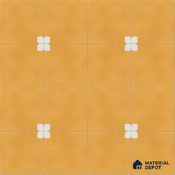 Athangudi Handmade Center Tile TL 10876 B Amber Petite Bloom 10 x 10 inch Concrete Pearl Finish - 18 mm | Suitable for Indoor Flooring in Living Room, Bedroom, Dining Area & Foyer