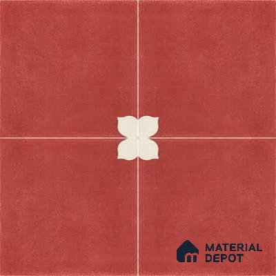 Athangudi Handmade Center Tile TL 10876 C Terracotta Petite Bloom 10 x 10 inch Concrete Pearl Finish - 18 mm | Suitable for Indoor Flooring in Living Room, Bedroom, Dining Area & Foyer