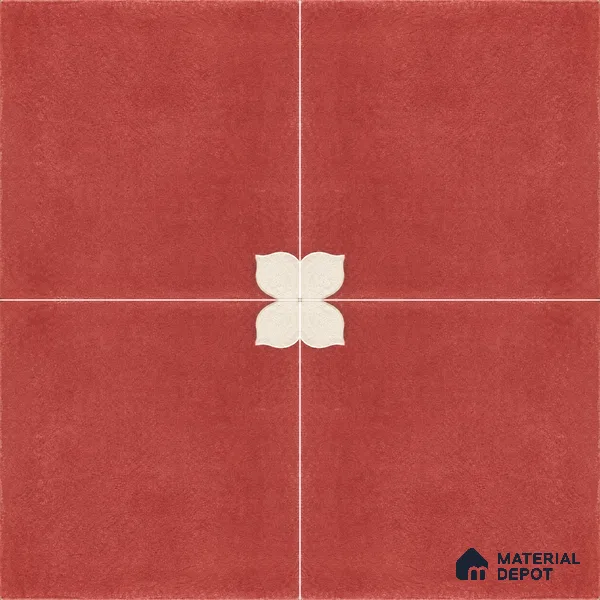 Athangudi Handmade Center Tile TL 10876 C Terracotta Petite Bloom 10 x 10 inch Concrete Pearl Finish - 18 mm | Suitable for Indoor Flooring in Living Room, Bedroom, Dining Area & Foyer