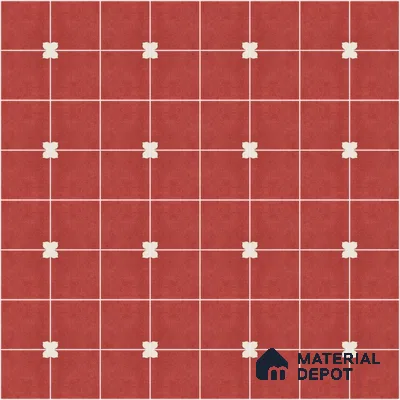 Athangudi Handmade Center Tile TL 10876 C Terracotta Petite Bloom 10 x 10 inch Concrete Pearl Finish - 18 mm | Suitable for Indoor Flooring in Living Room, Bedroom, Dining Area & Foyer