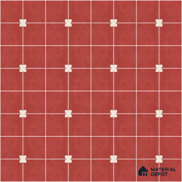 Athangudi Handmade Center Tile TL 10876 C Terracotta Petite Bloom 10 x 10 inch Concrete Pearl Finish - 18 mm | Suitable for Indoor Flooring in Living Room, Bedroom, Dining Area & Foyer