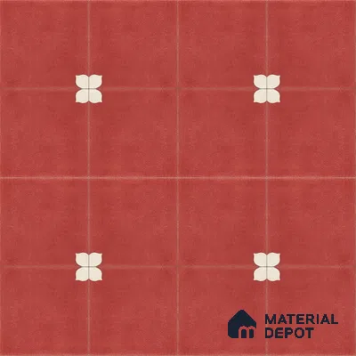 Athangudi Handmade Center Tile TL 10876 C Terracotta Petite Bloom 10 x 10 inch Concrete Pearl Finish - 18 mm | Suitable for Indoor Flooring in Living Room, Bedroom, Dining Area & Foyer