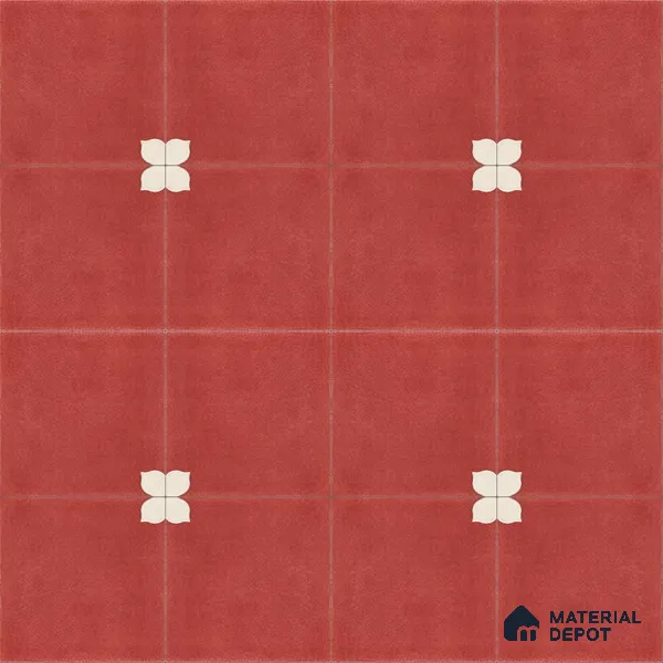 Athangudi Handmade Center Tile TL 10876 C Terracotta Petite Bloom 10 x 10 inch Concrete Pearl Finish - 18 mm | Suitable for Indoor Flooring in Living Room, Bedroom, Dining Area & Foyer