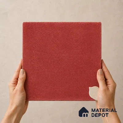 Athangudi Handmade Center Tile TL 10876 C Terracotta Petite Bloom 10 x 10 inch Concrete Pearl Finish - 18 mm | Suitable for Indoor Flooring in Living Room, Bedroom, Dining Area & Foyer