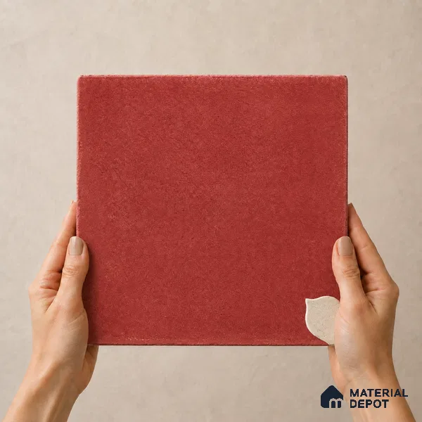 Athangudi Handmade Center Tile TL 10876 C Terracotta Petite Bloom 10 x 10 inch Concrete Pearl Finish - 18 mm | Suitable for Indoor Flooring in Living Room, Bedroom, Dining Area & Foyer