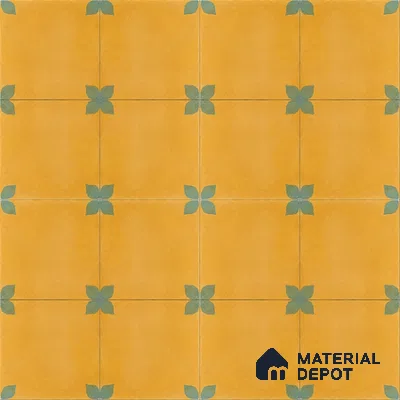Athangudi Handmade Center Tile TL 10876 D Saffron Petite Bloom 10 x 10 inch Concrete Pearl Finish - 18 mm | Suitable for Indoor Flooring in Living Room, Bedroom, Dining Area & Foyer