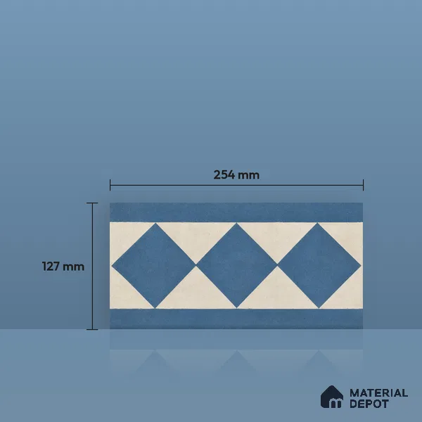 Athangudi Moroccan Floor Tile TL 10876 E Pearl Finish 127 x 254 mm Border Concrete Tile - 18 mm