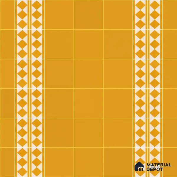 Athangudi Moroccan Floor Tile TL 10876 F Pearl Finish 127 x 254 mm Border Concrete Tile - 18 mm