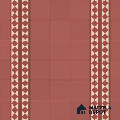 Athangudi Moroccan Floor Tile TL 10876 G Pearl Finish 127 x 254 mm Border Concrete Tile - 18 mm