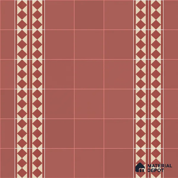 Athangudi Moroccan Floor Tile TL 10876 G Pearl Finish 127 x 254 mm Border Concrete Tile - 18 mm