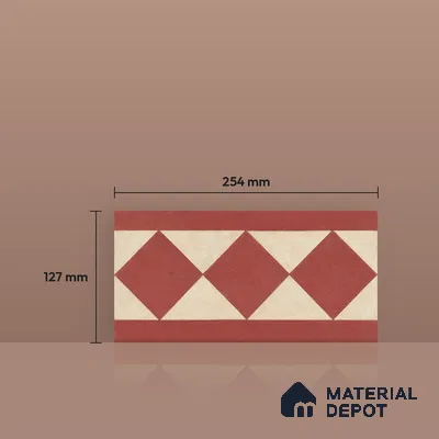 Athangudi Moroccan Floor Tile TL 10876 G Pearl Finish 127 x 254 mm Border Concrete Tile - 18 mm