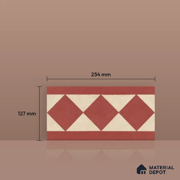 Athangudi Moroccan Floor Tile TL 10876 G Pearl Finish 127 x 254 mm Border Concrete Tile - 18 mm