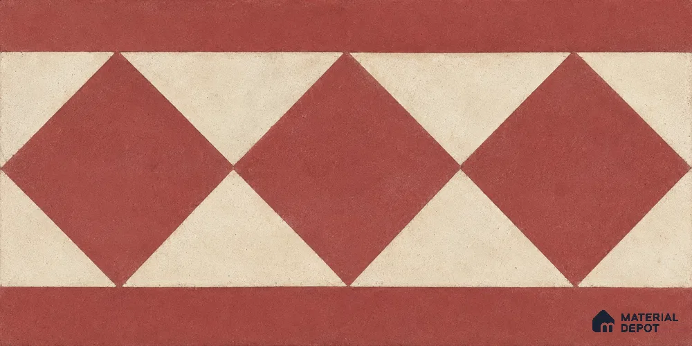 Athangudi Handmade Border Tile TL 10876 G Terracotta Petite Bloom 10 x 5 inch Concrete Pearl Finish - 18 mm | Suitable for Decorative Floor Borders in Living Room, Bedroom, Dining Area & Foyer