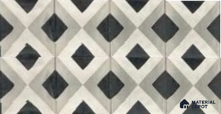 Athangudi Moroccan Floor Tile TL 10879 Pearl Finish 254 x 254 mm Center Concrete Tile - 18 mm