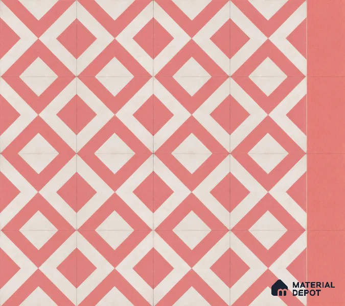 Athangudi Handmade Center Tile TL 10879 B Blush Diamond Chain 10 x 10 inch Concrete Pearl Finish - 18 mm | Suitable for Indoor Flooring in Living Room, Bedroom, Dining Area & Foyer