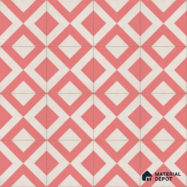 Athangudi Handmade Center Tile TL 10879 B Blush Diamond Chain 10 x 10 inch Concrete Pearl Finish - 18 mm | Suitable for Indoor Flooring in Living Room, Bedroom, Dining Area & Foyer