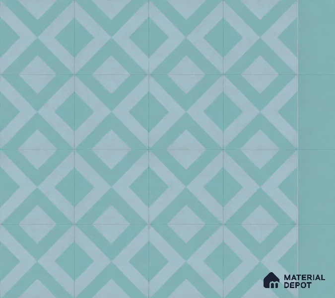 Athangudi Handmade Center Tile TL 10879 C Aqua Diamond Chain 10 x 10 inch Concrete Pearl Finish - 18 mm | Suitable for Indoor Flooring in Living Room, Bedroom, Dining Area & Foyer