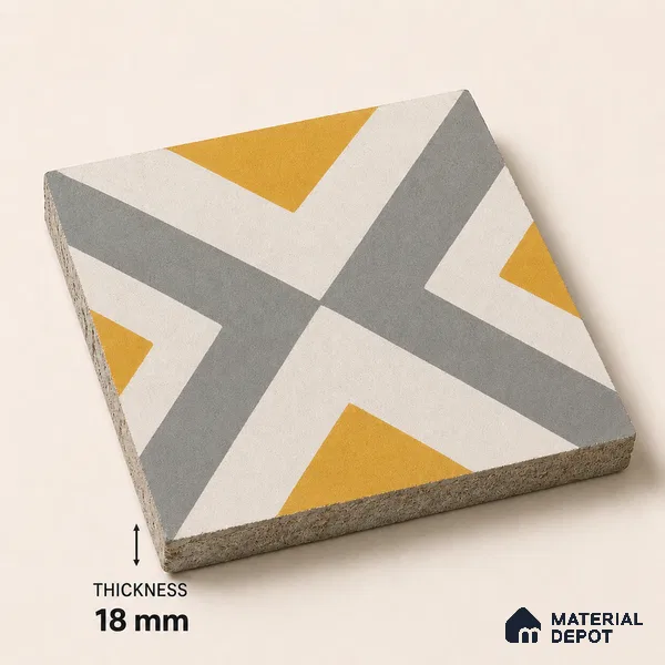 Athangudi Handmade Center Tile TL 10879 D Ochre Grey Diamond 10 x 10 inch Concrete Pearl Finish - 18 mm | Suitable for Indoor Flooring in Living Room, Bedroom, Dining Area & Foyer