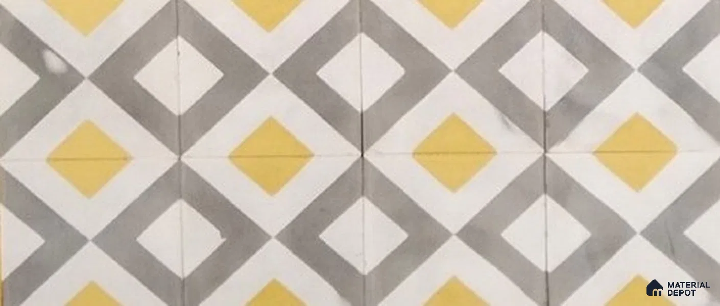 Athangudi Moroccan Floor Tile TL 10879 D Pearl Finish 254 x 254 mm Center Concrete Tile - 18 mm
