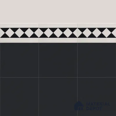 Athangudi Handmade Border Tile TL 10879 E Charcoal Diamond Chain 10 x 5 inch Concrete Pearl Finish - 18 mm | Suitable for Decorative Floor Borders in Living Room, Bedroom, Dining Area & Foyer