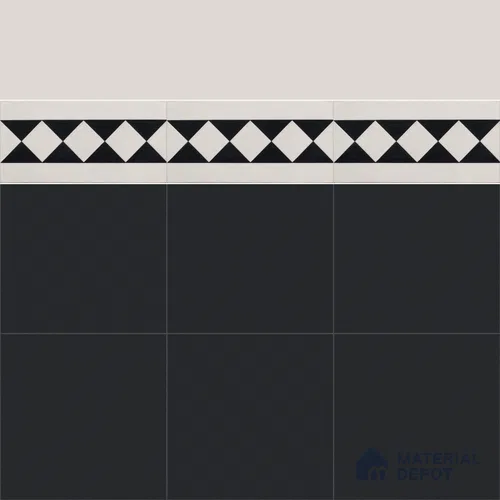 Athangudi Handmade Border Tile TL 10879 E Charcoal Diamond Chain 10 x 5 inch Concrete Pearl Finish - 18 mm | Suitable for Decorative Floor Borders in Living Room, Bedroom, Dining Area & Foyer
