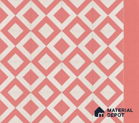 Athangudi Handmade Border Tile TL 10879 F Blush Diamond Chain 10 x 5 inch Concrete Pearl Finish - 18 mm | Suitable for Decorative Floor Borders in Living Room, Bedroom, Dining Area & Foyer