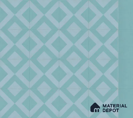Athangudi Handmade Border Tile TL 10879 G Aqua Diamond Chain 10 x 5 inch Concrete Pearl Finish - 18 mm | Suitable for Decorative Floor Borders in Living Room, Bedroom, Dining Area & Foyer