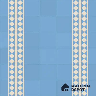 Athangudi Moroccan Floor Tile TL 10879 G Pearl Finish 127 x 254 mm Border Concrete Tile - 18 mm