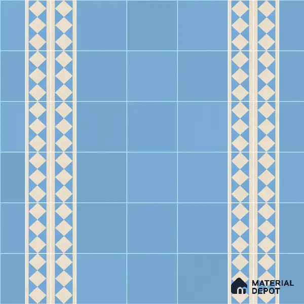 Athangudi Moroccan Floor Tile TL 10879 G Pearl Finish 127 x 254 mm Border Concrete Tile - 18 mm