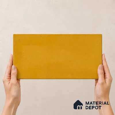Athangudi Handmade Border Tile TL 10879 H Ochre Grey Diamond 10 x 5 inch Concrete Pearl Finish - 18 mm | Suitable for Decorative Floor Borders in Living Room, Bedroom, Dining Area & Foyer