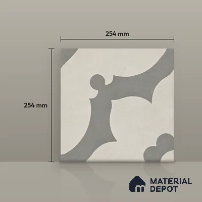Athangudi Moroccan Floor Tile TL 10881 Pearl Finish 254 x 254 mm Center Concrete Tile - 18 mm