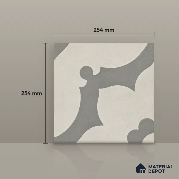 Athangudi Moroccan Floor Tile TL 10881 Pearl Finish 254 x 254 mm Center Concrete Tile - 18 mm
