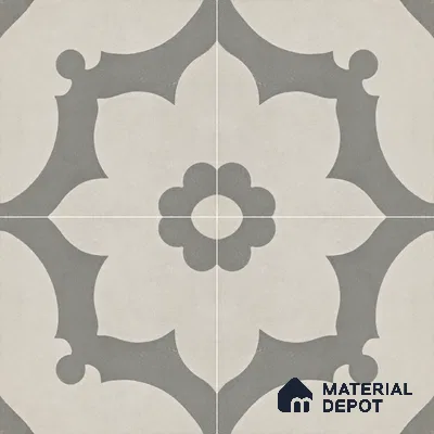 Athangudi Moroccan Floor Tile TL 10881 Pearl Finish 254 x 254 mm Center Concrete Tile - 18 mm
