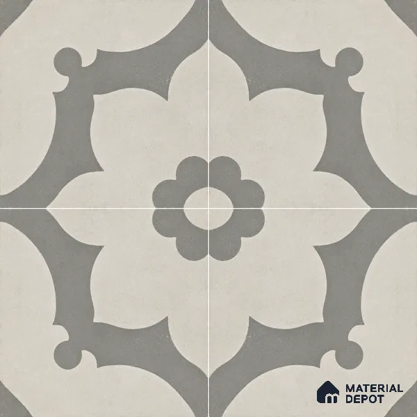 Athangudi Moroccan Floor Tile TL 10881 Pearl Finish 254 x 254 mm Center Concrete Tile - 18 mm