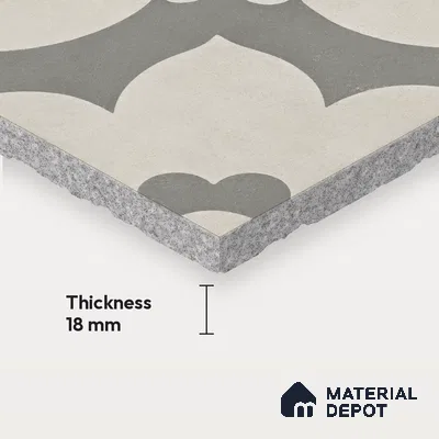 Athangudi Moroccan Floor Tile TL 10881 Pearl Finish 254 x 254 mm Center Concrete Tile - 18 mm