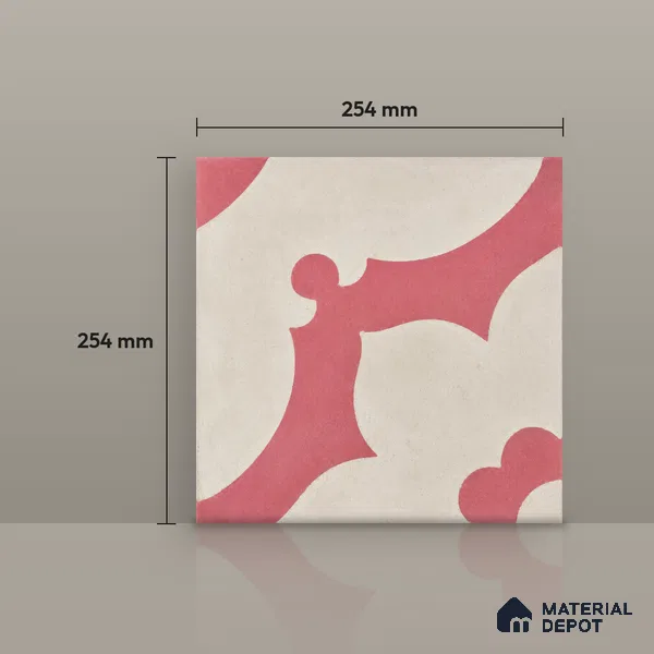 Athangudi Moroccan Floor Tile TL 10881 B Pearl Finish 254 x 254 mm Center Concrete Tile - 18 mm