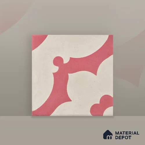 Athangudi Handmade Center Tile TL 10881 B Rose Lotus Medallion 10 x 10 inch Concrete Pearl Finish - 18 mm | Suitable for Indoor Flooring in Living Room, Bedroom, Dining Area & Foyer