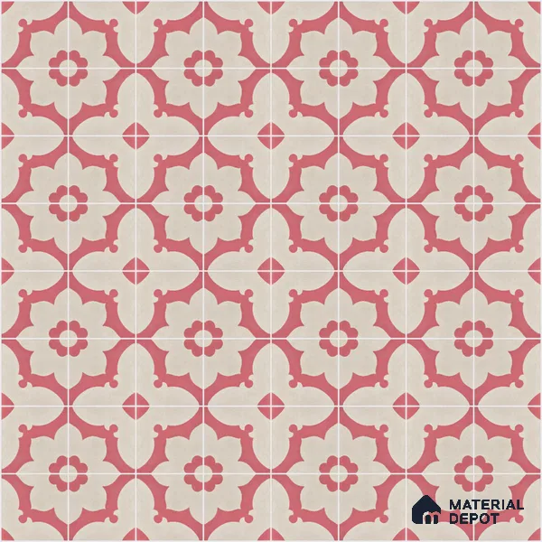 Athangudi Moroccan Floor Tile TL 10881 B Pearl Finish 254 x 254 mm Center Concrete Tile - 18 mm