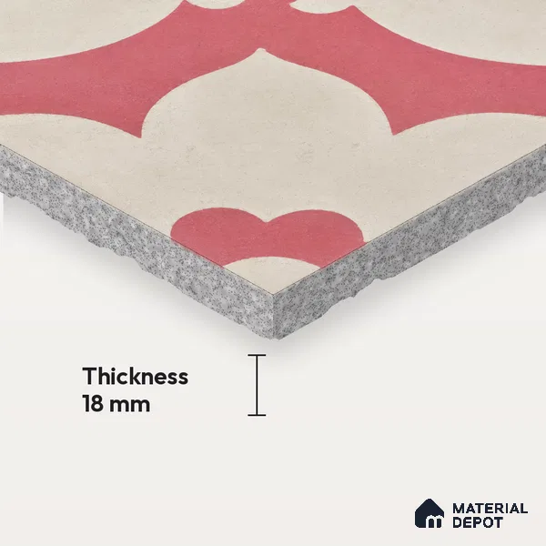 Athangudi Moroccan Floor Tile TL 10881 B Pearl Finish 254 x 254 mm Center Concrete Tile - 18 mm