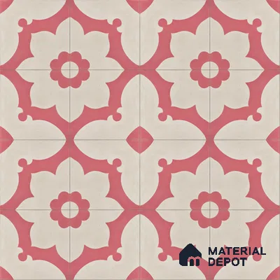 Athangudi Handmade Center Tile TL 10881 B Rose Lotus Medallion 10 x 10 inch Concrete Pearl Finish - 18 mm | Suitable for Indoor Flooring in Living Room, Bedroom, Dining Area & Foyer