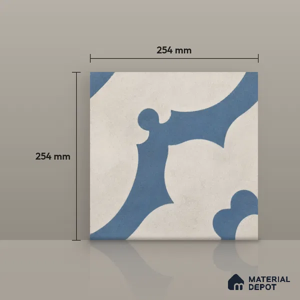 Athangudi Moroccan Floor Tile TL 10881 C Pearl Finish 254 x 254 mm Center Concrete Tile - 18 mm