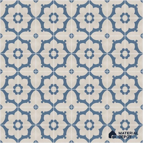 Athangudi Moroccan Floor Tile TL 10881 C Pearl Finish 254 x 254 mm Center Concrete Tile - 18 mm