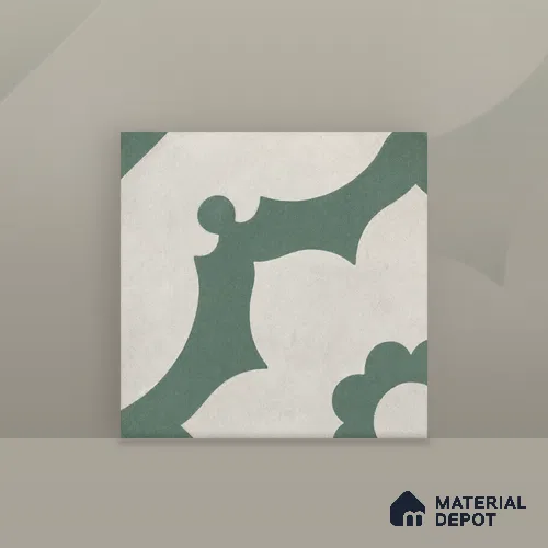 Athangudi Handmade Center Tile TL 10881 D Sage Lotus Medallion 10 x 10 inch Concrete Pearl Finish - 18 mm | Suitable for Indoor Flooring in Living Room, Bedroom, Dining Area & Foyer