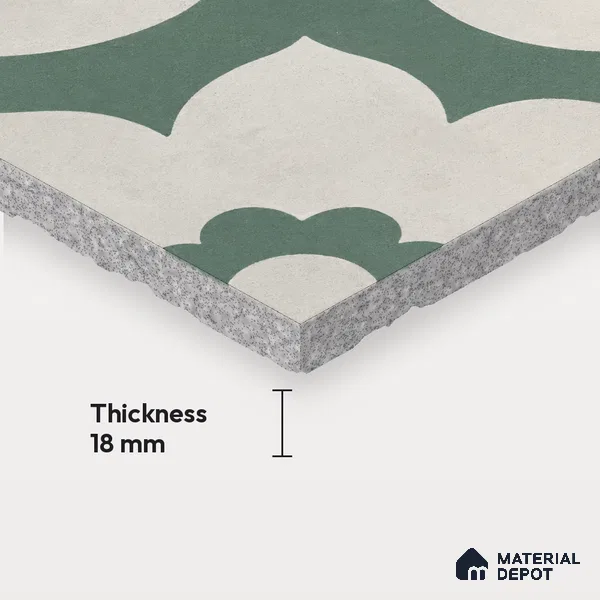 Athangudi Moroccan Floor Tile TL 10881 D Pearl Finish 254 x 254 mm Center Concrete Tile - 18 mm