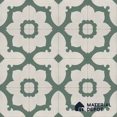 Athangudi Handmade Center Tile TL 10881 D Sage Lotus Medallion 10 x 10 inch Concrete Pearl Finish - 18 mm | Suitable for Indoor Flooring in Living Room, Bedroom, Dining Area & Foyer
